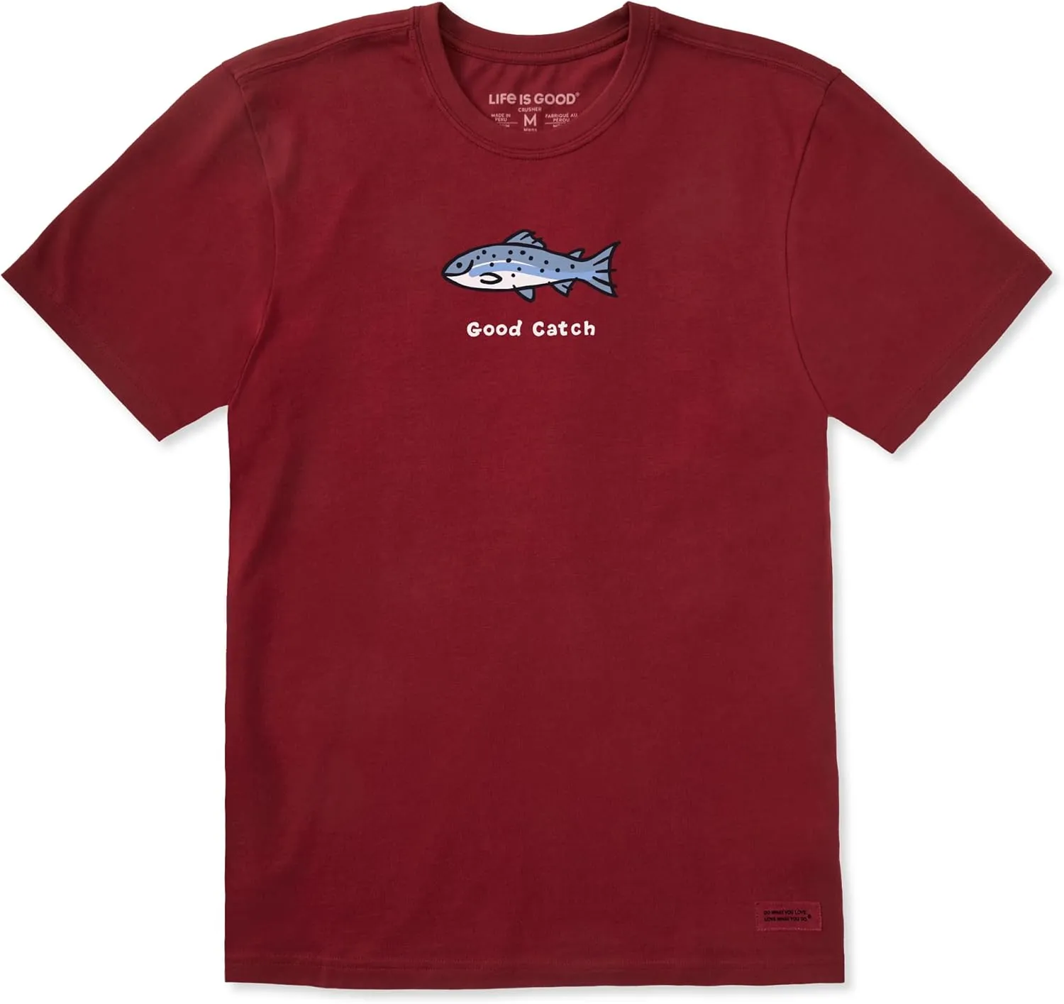 Life is Good Men's Crusher Tee, Short Sleeve Cotton Graphic T-Shirts, Good Catch Fish