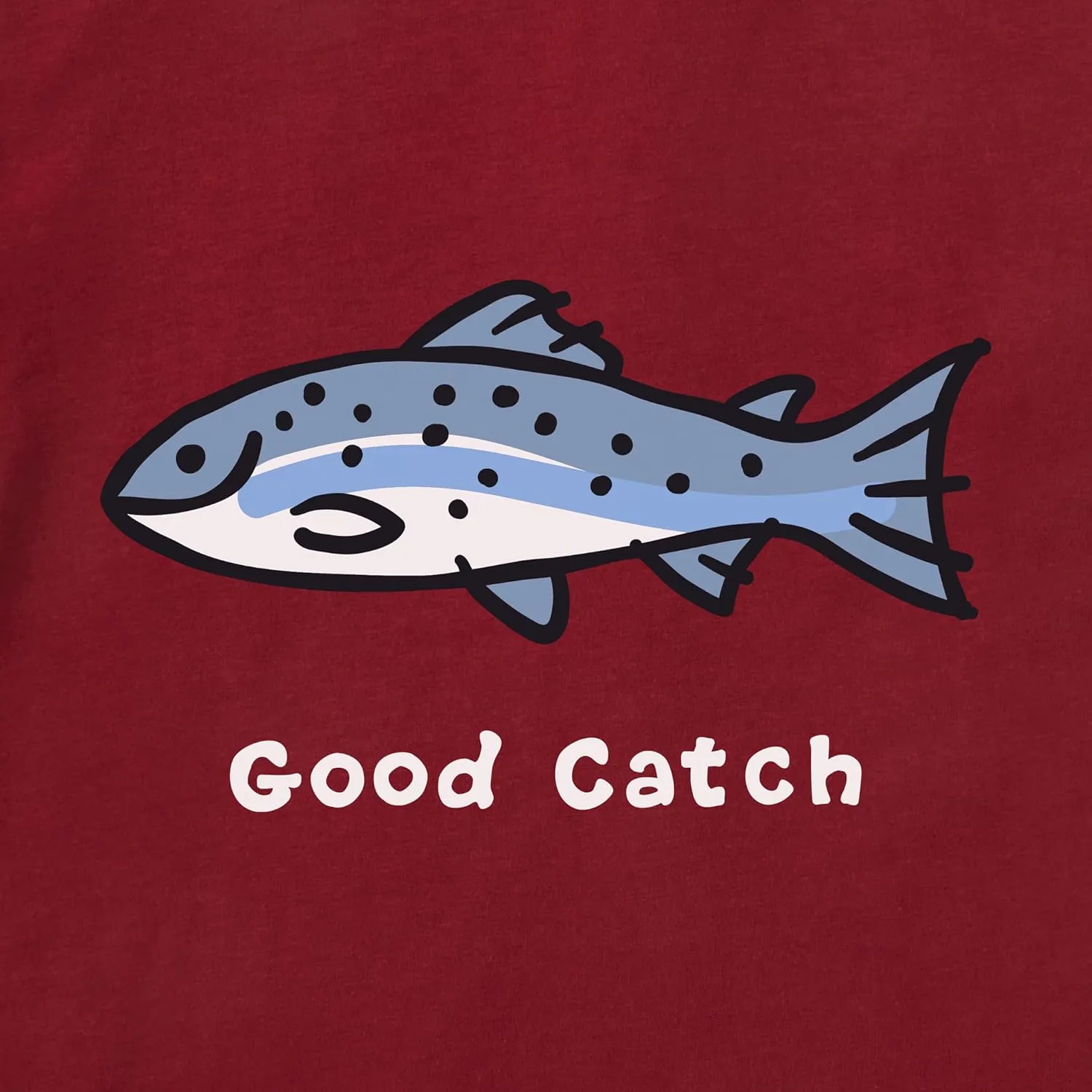 Life is Good Men's Crusher Tee, Short Sleeve Cotton Graphic T-Shirts, Good Catch Fish