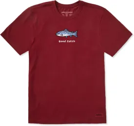 Life is Good Men's Crusher Tee, Short Sleeve Cotton Graphic T-Shirts, Good Catch Fish