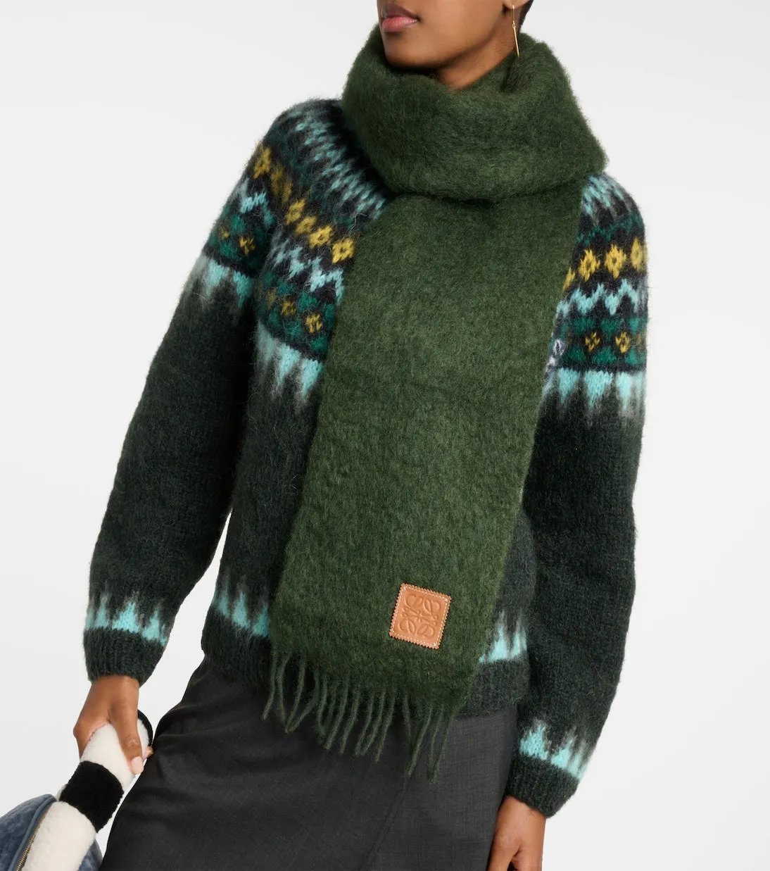 Loewe mohair anagram scarf, green