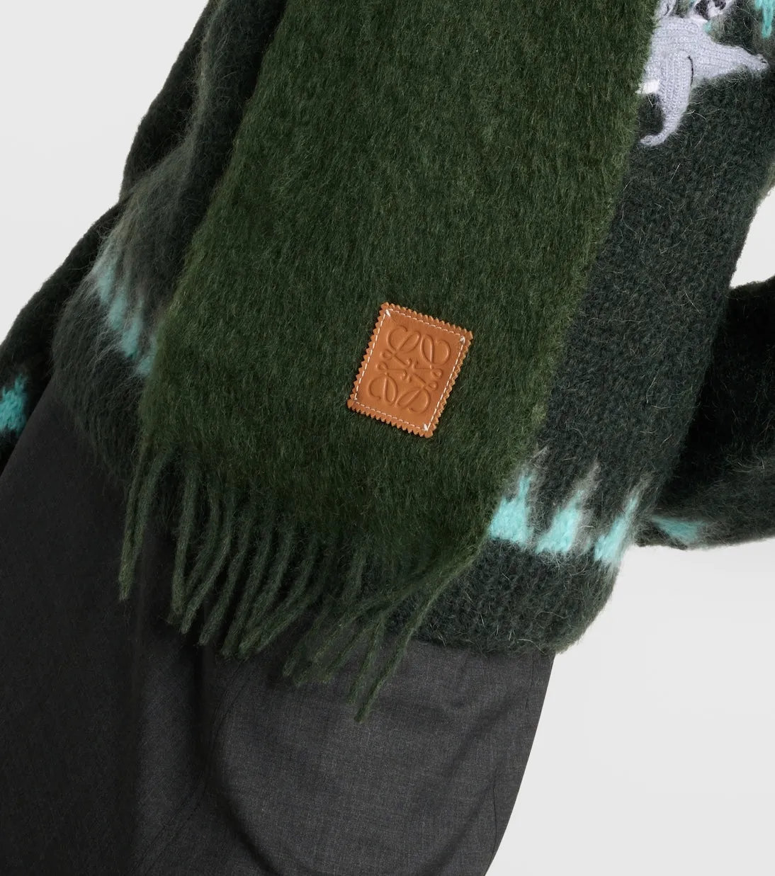Loewe mohair anagram scarf, green