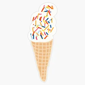 Magnet Vanilla Ice Cream Cone with Sprinkles Viny Magnetic Bumper Sticker 5"