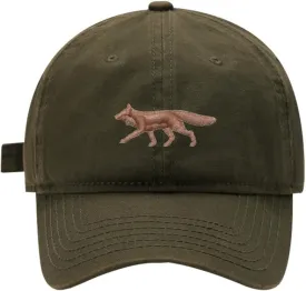 Mens Baseball Caps Embroidered Fox Animal Adjustable Dad Hat Washed Cotton