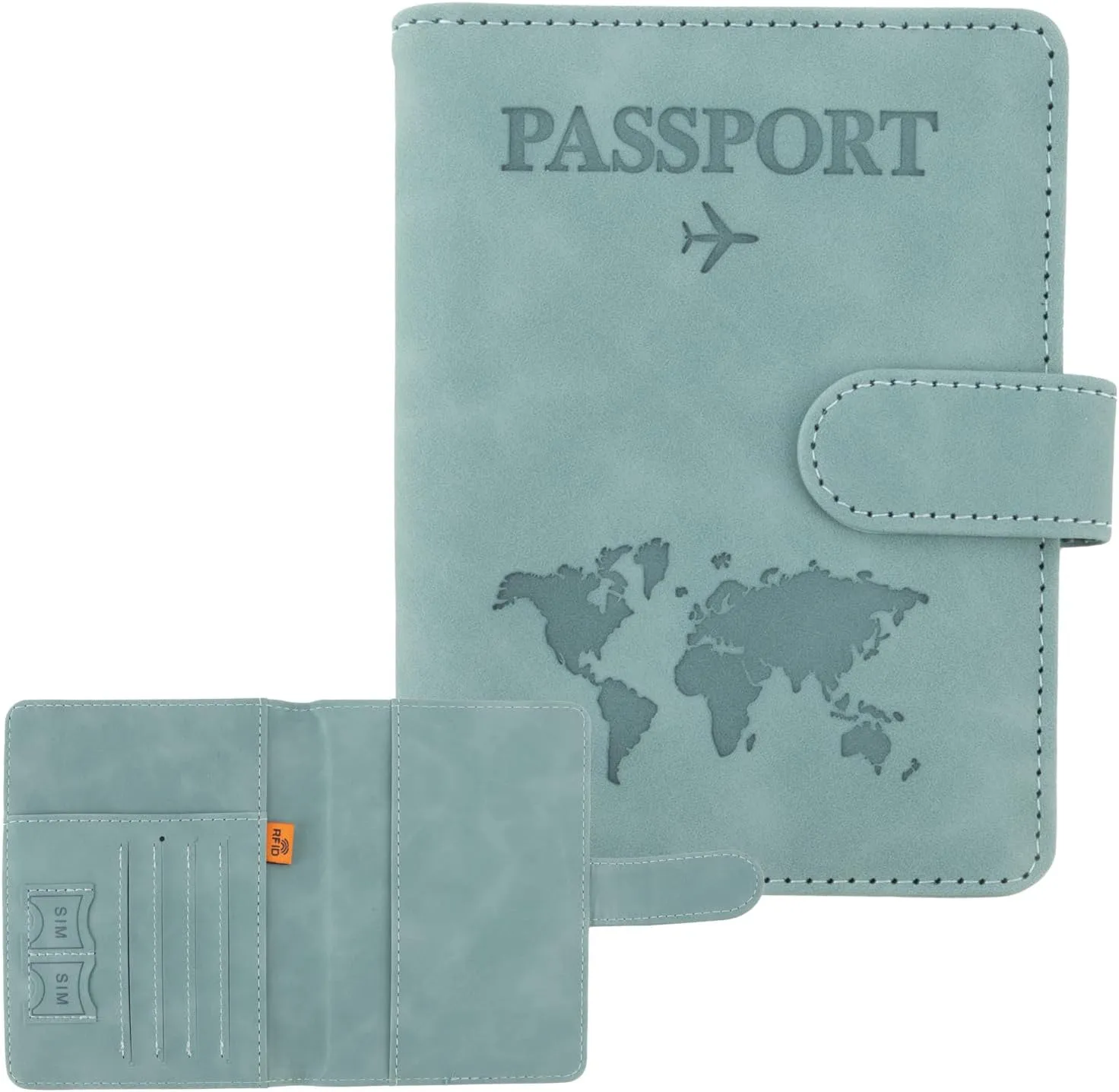 Passport Holder for Travel, RFID Passport Holder, Light Blue Passport Cover Case Passport Wallet PU Leather Passport Book Travel Wallet with Card Holder Travel Must Haves Accessories for Women and Men