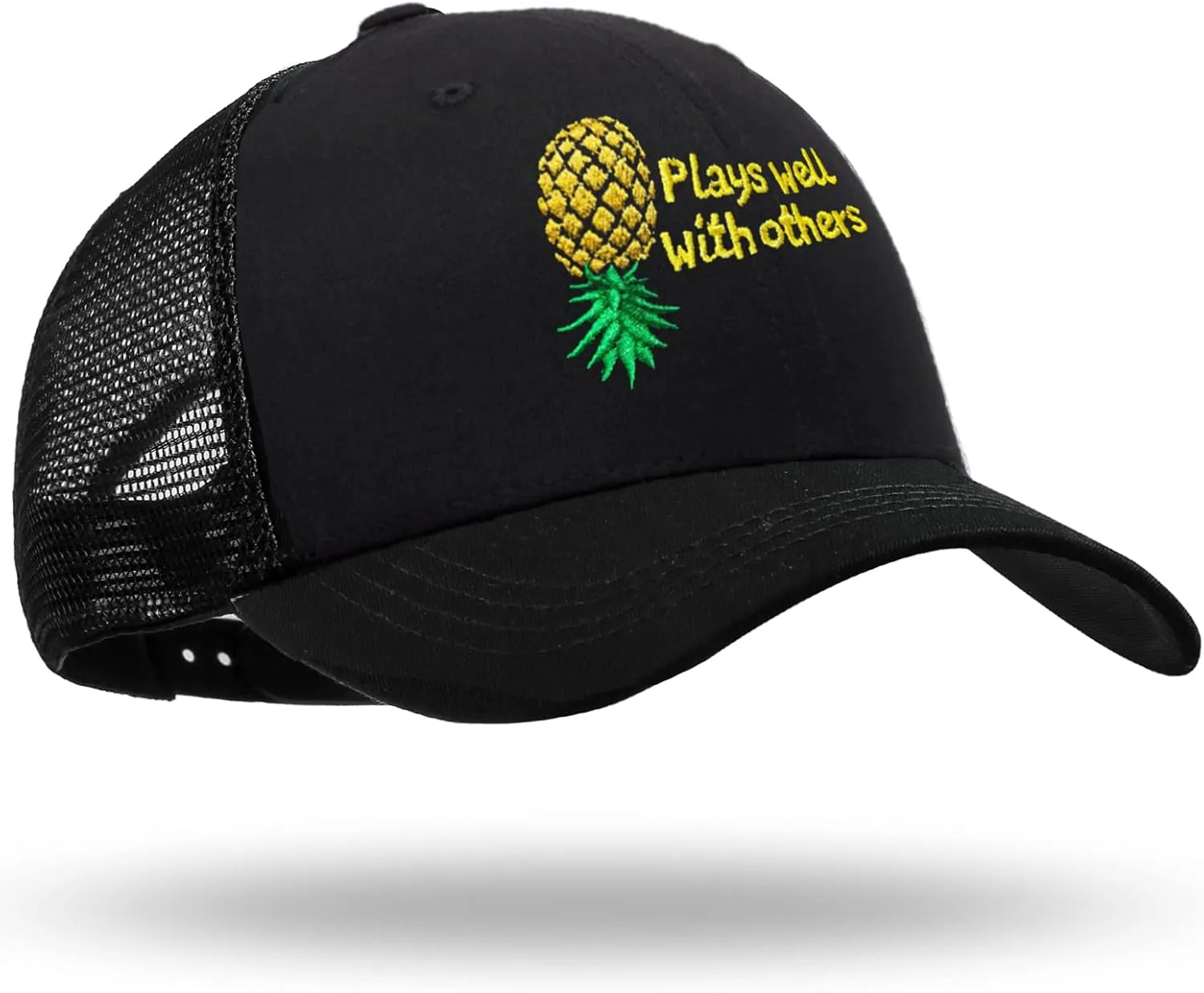 Plays Well with Others Embroidered Baseball Hat Upside Down Pineapple Baseball Cap Adjustable Embroidery Denim Hats