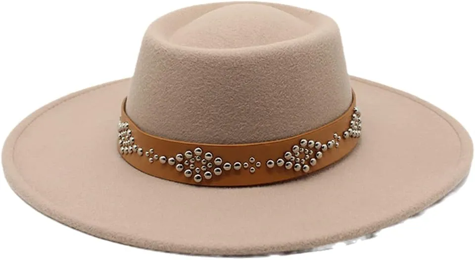 Pulcykp Women's Tweed Sombrero Felt Hat Jazz Hat Sombrero light purple gray 56-58cm