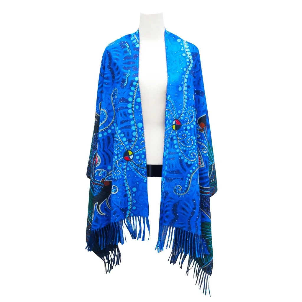 "Breath of Life" Art Print Shawl, by Métis Artist, Leah Dorion