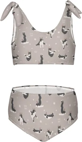 Raccoon and Paw Print Pattern Girls Bikini Sets 2 Piece Swimsuits Bathing Suit Swimwear