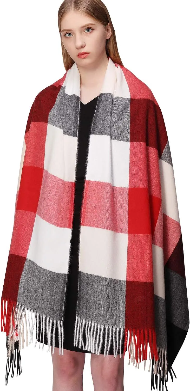 RIIQIICHY Plaid Scarfs for Women Fall Winter Scarves Pashmina Shawls and Wraps for Evening Dresses