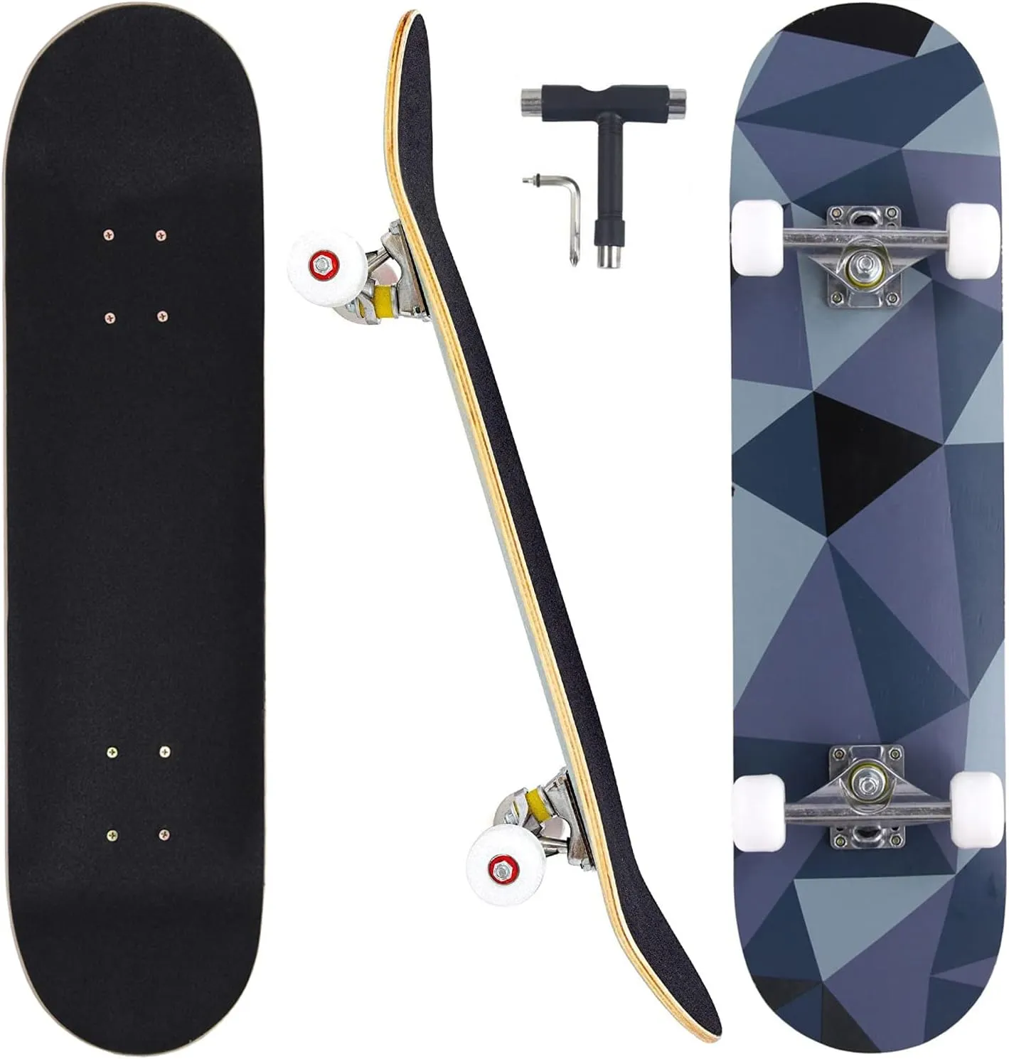 Skateboards for Beginners Adults Youths Teens Kids Girls Boys 31 Inch Pro Complete Skate Boards 7 Layer Canadian Maple Double Kick Concave Longboards