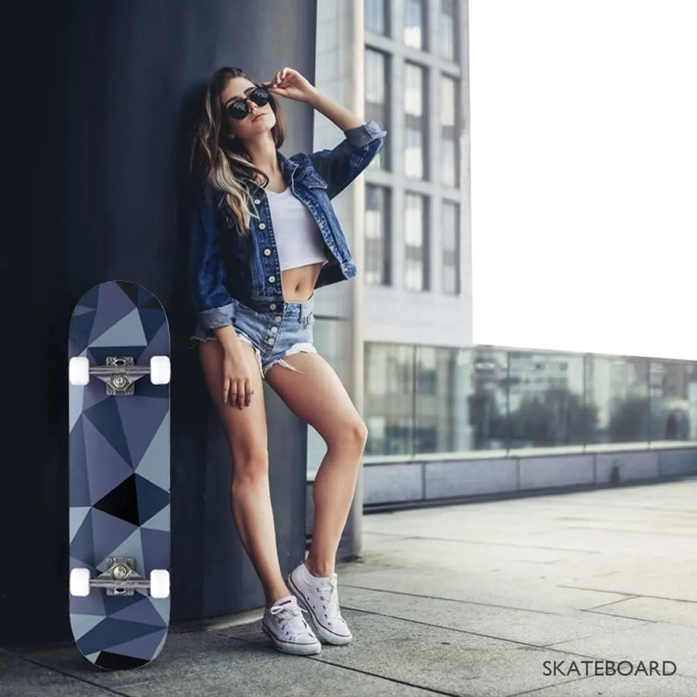Skateboards for Beginners Adults Youths Teens Kids Girls Boys 31 Inch Pro Complete Skate Boards 7 Layer Canadian Maple Double Kick Concave Longboards