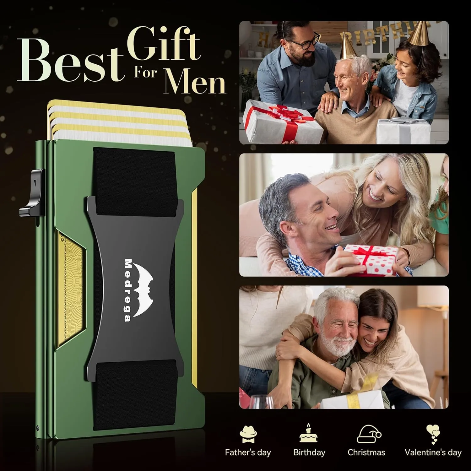 Smart Wallet for Men Slim Minimalist: Metal Pop Up Wallet - RFID Front Pocket Credit Card Holder - Gift for Male Husband at Anniversay Brithday