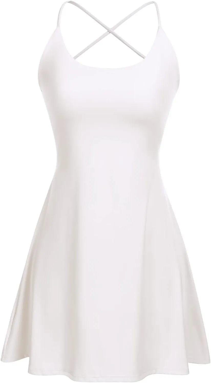 Tennis Dress for Women Backless Lace Up Workout Dress with Built-in Bras & Shorts Exercise Athletic Golf Dresses for Women