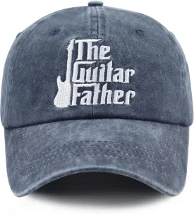 The Guitar Father Hat for Men, Vintage Cotton Embroidered Guitar Decor Dad Baseball Cap