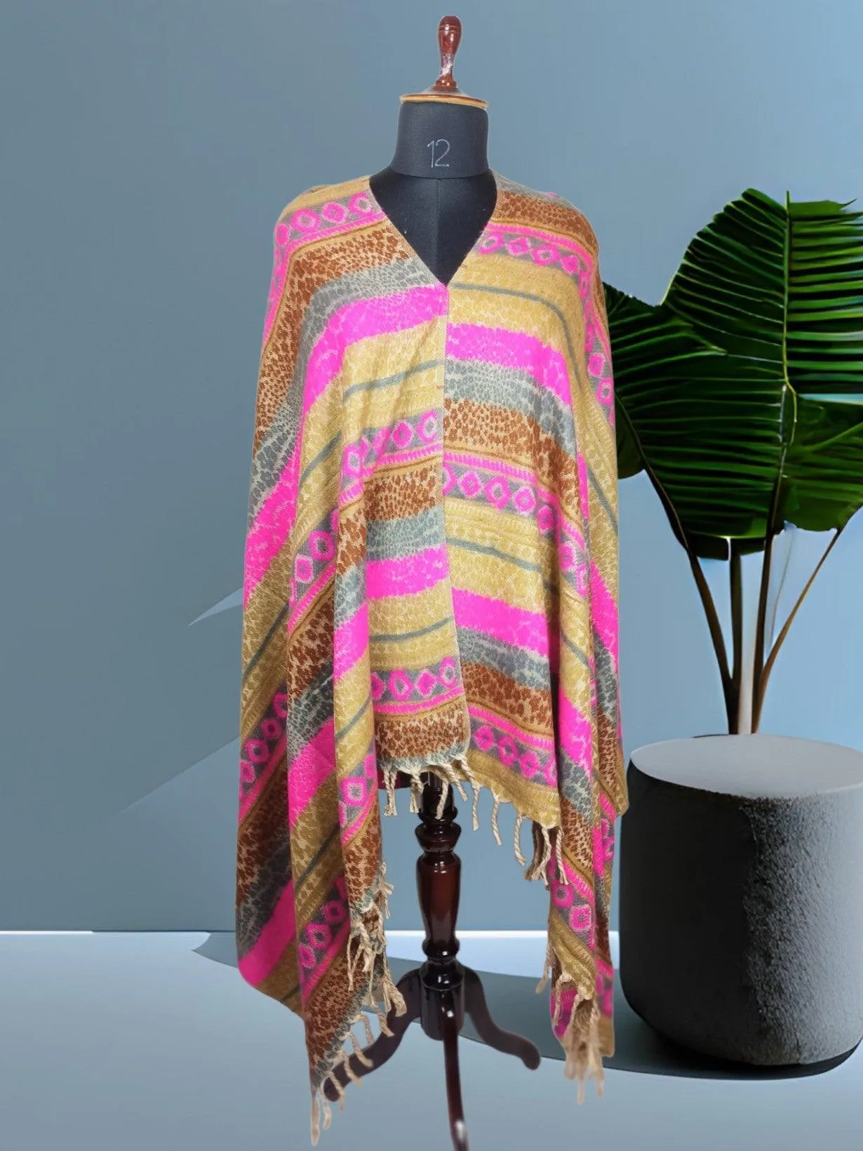 Tibet Yak Wool Shawl | Blanket Size |  Multicolour