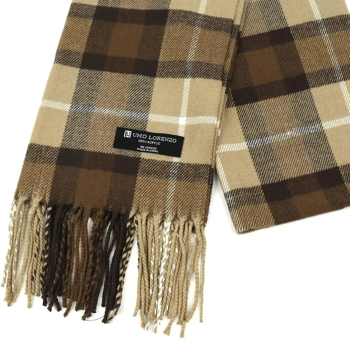Umo Lorenzo Soft Luxurious Cashmere Feel Fall Scarf for Men and Women - Plaid Designer Scarves