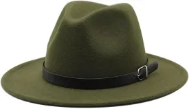 Unisex Fashion Fedoras Hat Wide Brim Belt Woolen Blend Cap Women's Outdoor Casual Sun Hat Men's Jazz Hat