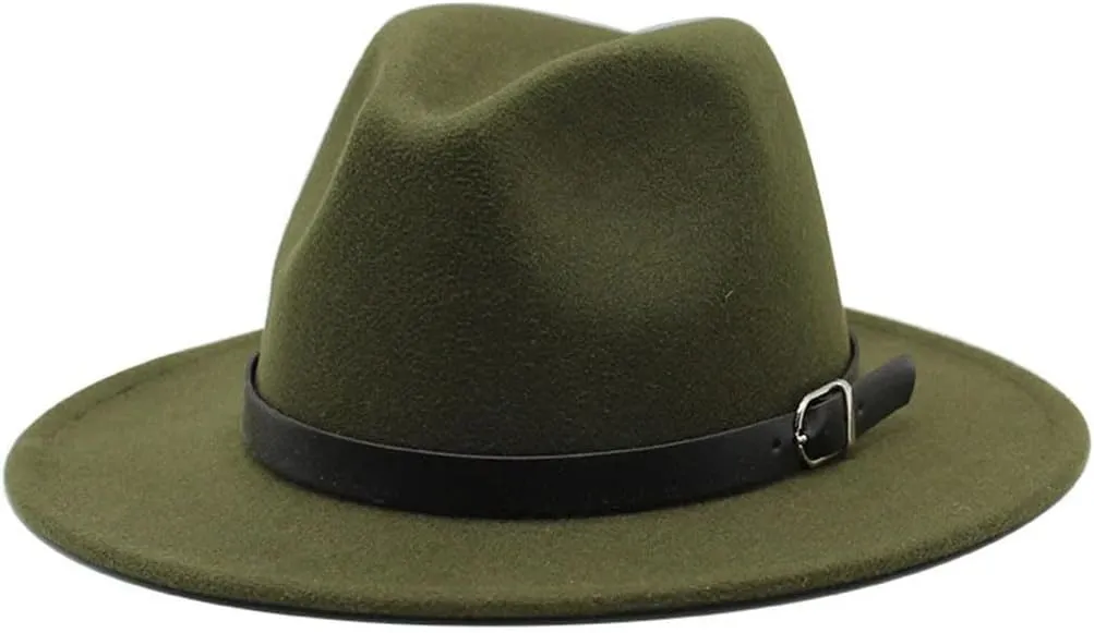 Unisex Fashion Fedoras Hat Wide Brim Belt Woolen Blend Cap Women's Outdoor Casual Sun Hat Men's Jazz Hat