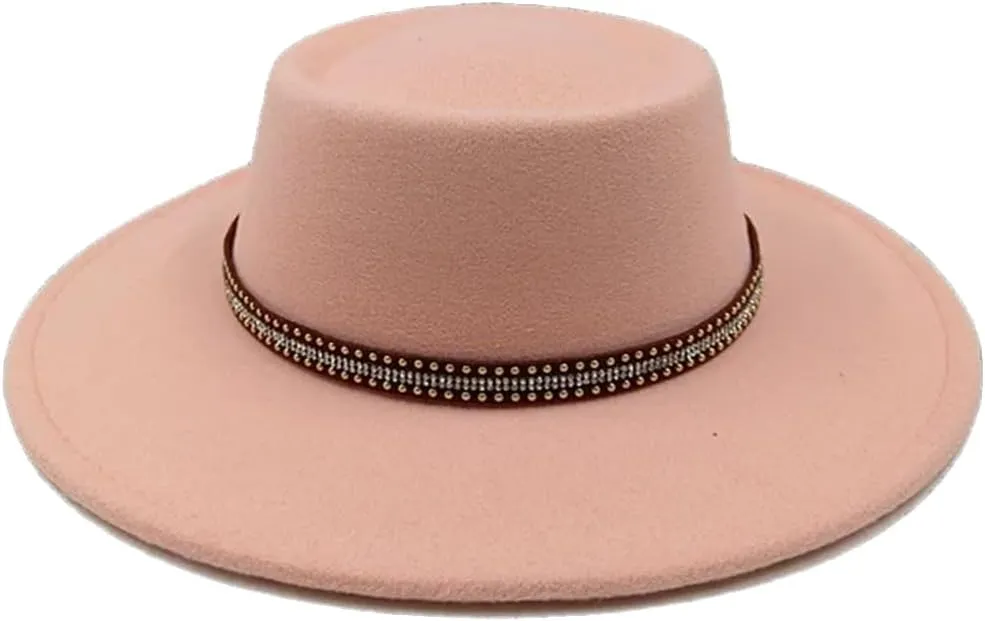 Unisex Fedora Hat Women's Jazz Hat Men's Classic Flat Top Fedora Hat