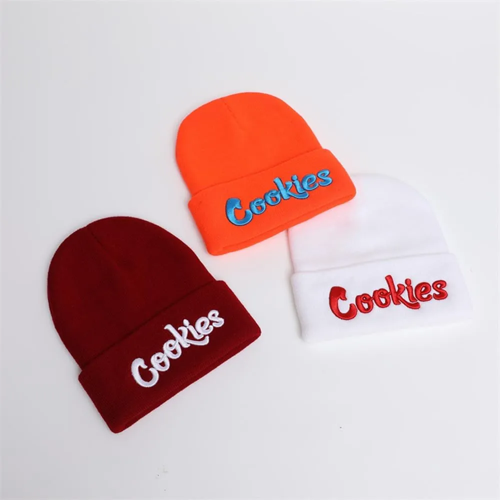 Unisex Letter Embroidered Knit Beanie Cuffed Hat Adult for Women Men Winter Stretch Warm Knit Hat