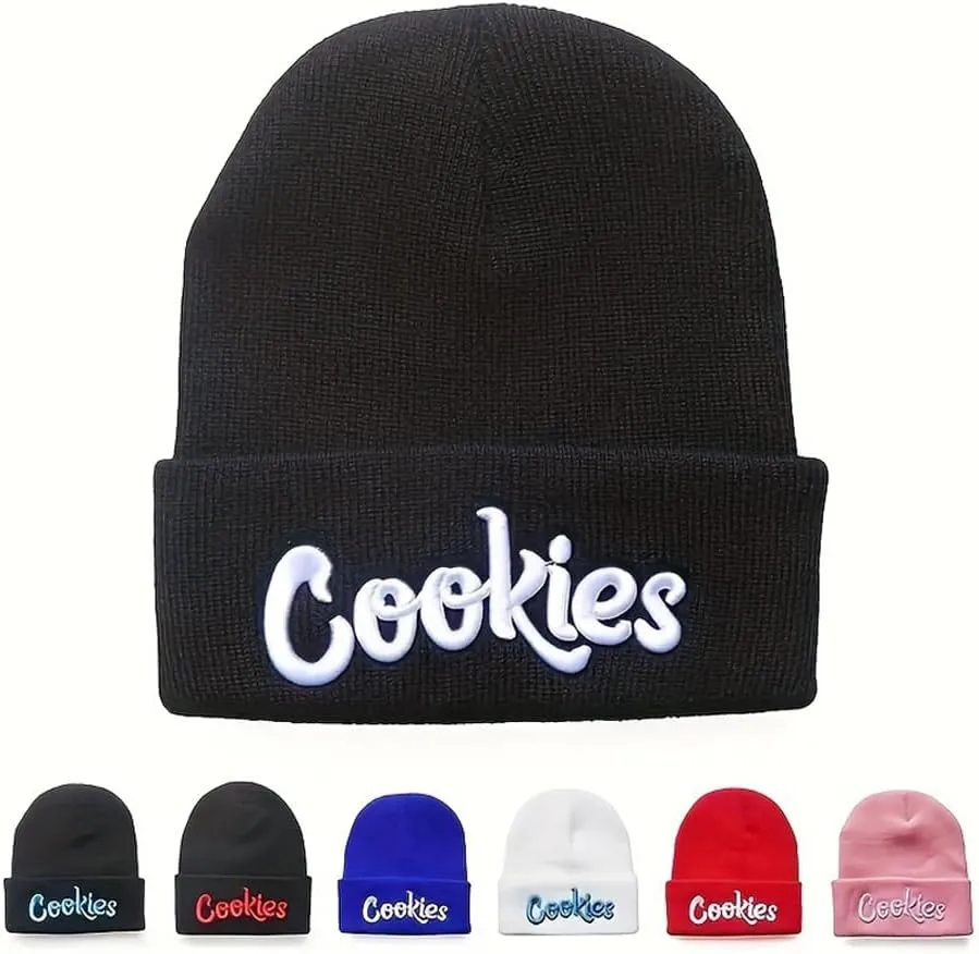 Unisex Letter Embroidered Knit Beanie Cuffed Hat Adult for Women Men Winter Stretch Warm Knit Hat