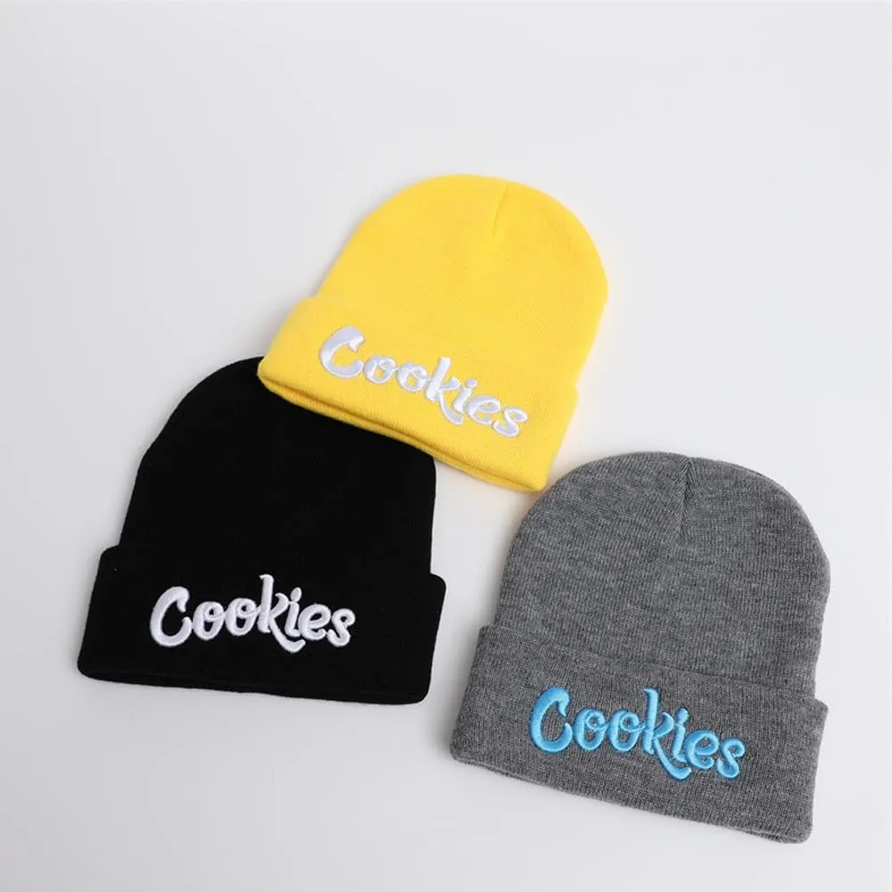 Unisex Letter Embroidered Knit Beanie Cuffed Hat Adult for Women Men Winter Stretch Warm Knit Hat