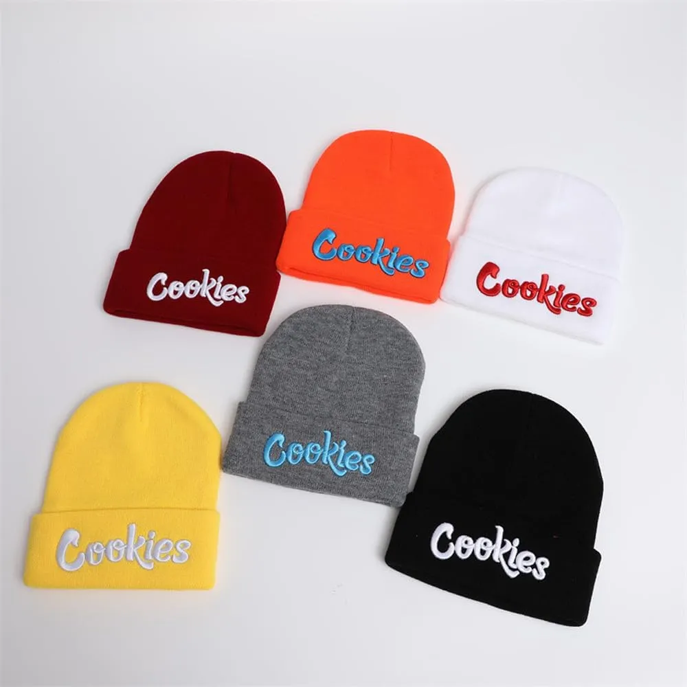 Unisex Letter Embroidered Knit Beanie Cuffed Hat Adult for Women Men Winter Stretch Warm Knit Hat