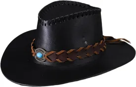 Vintage Western Cowboy Hat for Men Women - Wide Brim Cowgirl Fedora Hats Wide Brim Felt Cowboy Hat for Women Men