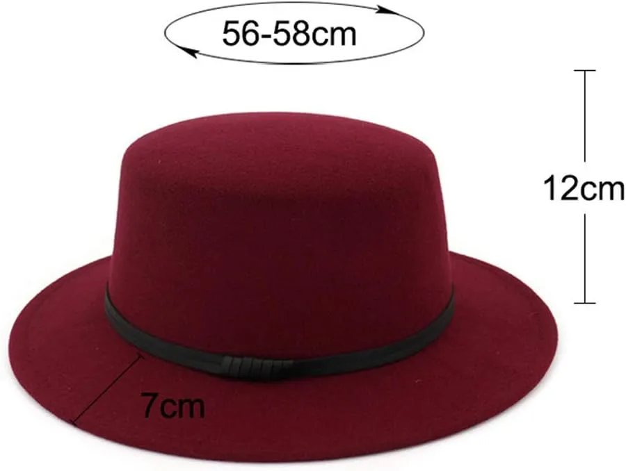 Women Men Classic Fedora Wide Brim Floppy with Belt Buckle Panama Hat Fall Winter Solid Bowler Hat
