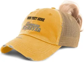 Womens Ponytail Cap Tennessee Forever America Cotton USA Distressed Trucker Caps