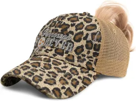 Womens Ponytail Cap Tennessee Forever America Cotton USA Distressed Trucker Caps