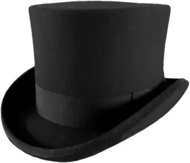 Wool Felt High Top Hat Women Men Asymmetric Cashmere Hat Fashion Ribbon Hats Party Halloween Magician Costume Cap Black XL 60-62cm