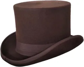Wool Felt High Top Hat Women Men Asymmetric Cashmere Hat Fashion Ribbon Hats Party Halloween Magician Costume Cap Coffee XL 60-62cm