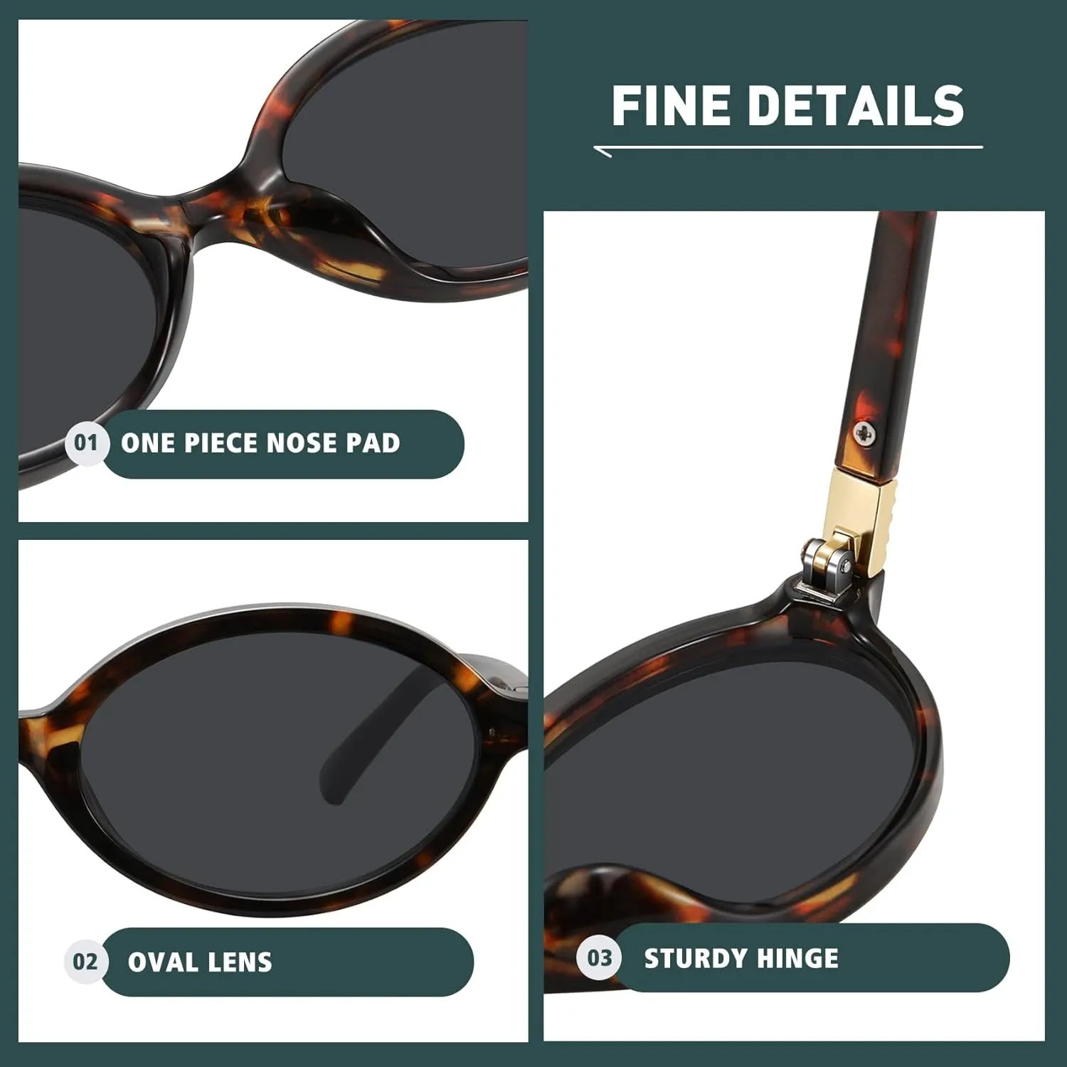 WOWSUN Retro Oval Sunglasses Womens Trendy Sun Glasses Sunnies UV400 Protection