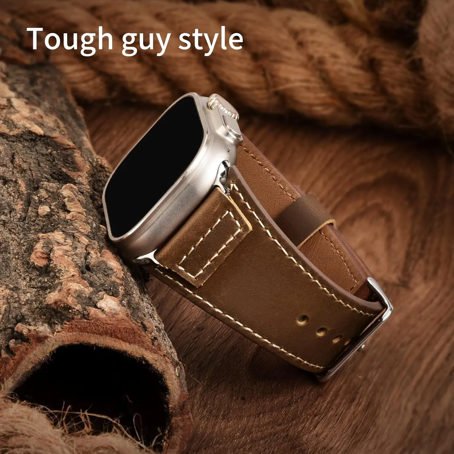Wristitani Leather Bands Compatible With Apple Watch Band 49mm 46mm 45mm 44mm 42mm 41mm 40mm for Men, Top Genuine Leather Replacement Strap for iWatch Ultra2 Ultra Series 10 9 8 7 SE2 SE 6 5 4 3