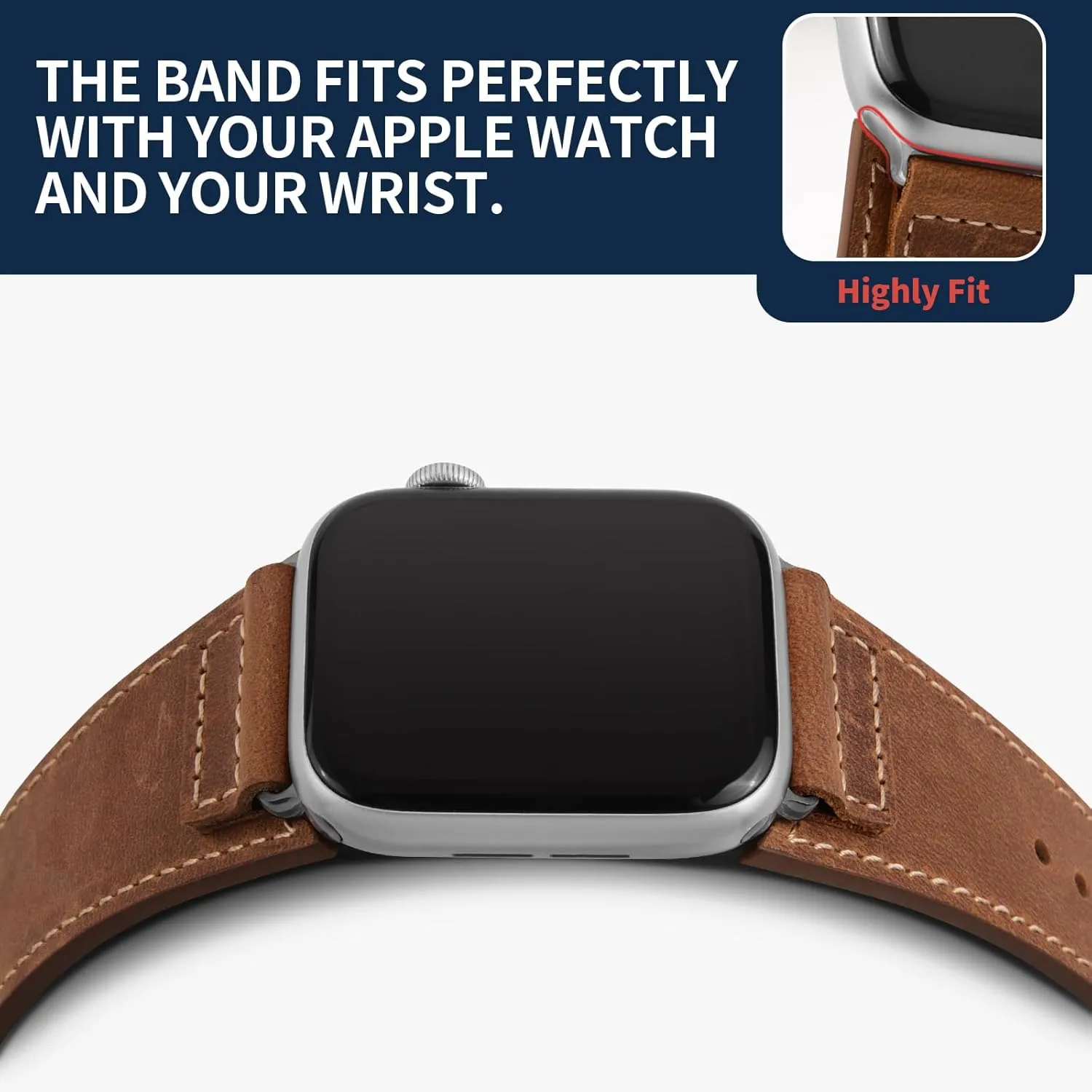 Wristitani Leather Bands Compatible With Apple Watch Band 49mm 46mm 45mm 44mm 42mm 41mm 40mm for Men, Top Genuine Leather Replacement Strap for iWatch Ultra2 Ultra Series 10 9 8 7 SE2 SE 6 5 4 3