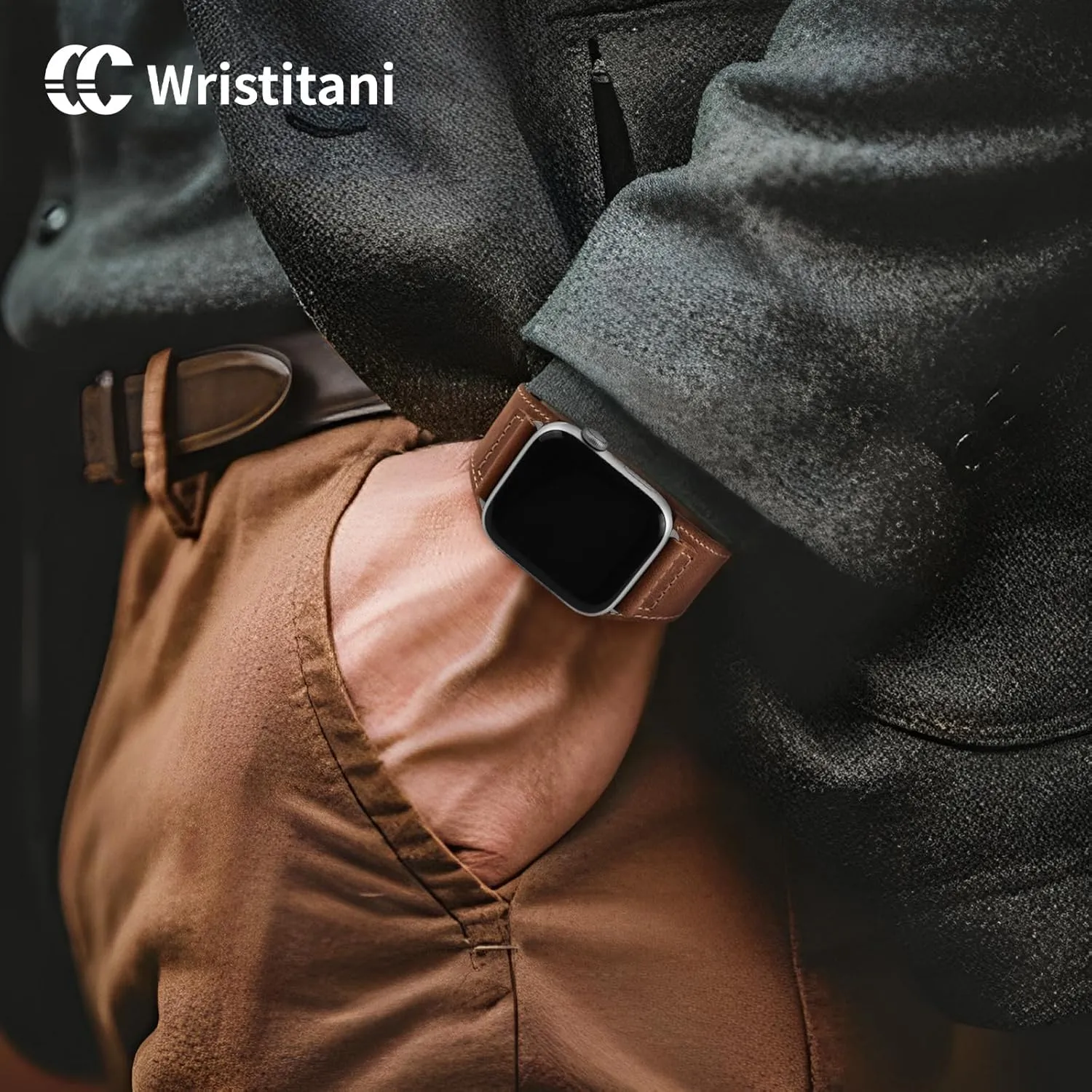 Wristitani Leather Bands Compatible With Apple Watch Band 49mm 46mm 45mm 44mm 42mm 41mm 40mm for Men, Top Genuine Leather Replacement Strap for iWatch Ultra2 Ultra Series 10 9 8 7 SE2 SE 6 5 4 3